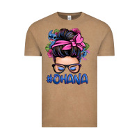 Vintage Coffee ohana stitch messy bun Vintage Tee - Zillion Design Studio