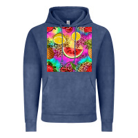 Vintage Denim fruits leopard tie dye seamless pattern Vintage Hoodie - Zillion Design Studio
