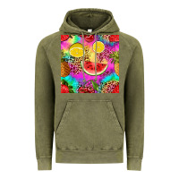 Vintage Olive fruits leopard tie dye seamless pattern Vintage Hoodie - Zillion Design Studio