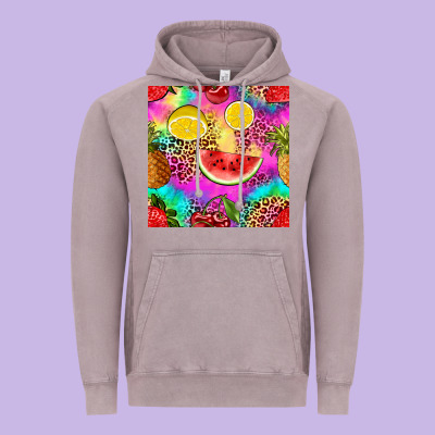 Fruits Leopard Tie Dye Seamless Pattern Vintage Hoodie Designed By Zillion Design Studio