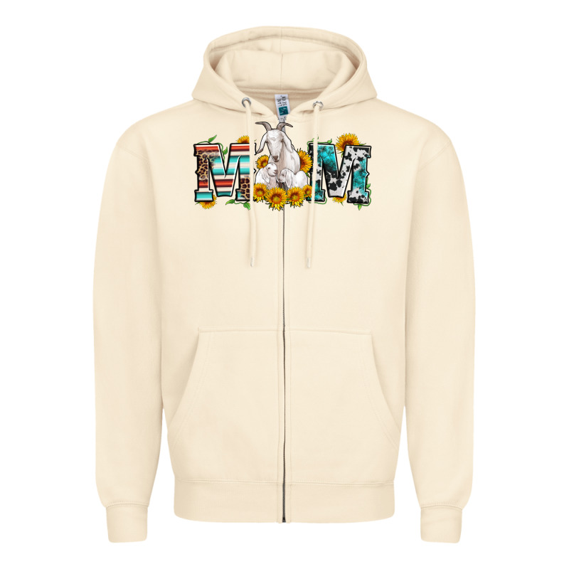 Goat Mom Serape Leopard Cowhide Goat Family Zipper Hoodie by Artiststas | Teevron