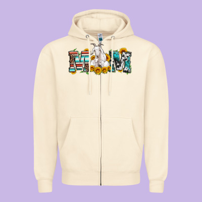 Goat Mom Serape Leopard Cowhide Goat Family Zipper Hoodie Designed By Artiststas
