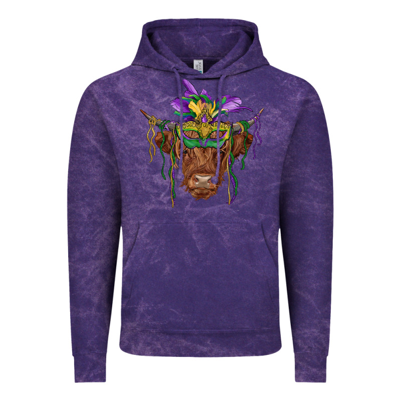 Mardi Gras Mask Highland Cow Vintage Hoodie by RanaPortraitStore | Teevron