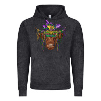 Vintage Black mardi gras mask highland cow Vintage Hoodie - RanaPortraitStore
