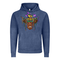 Vintage Denim mardi gras mask highland cow Vintage Hoodie - RanaPortraitStore
