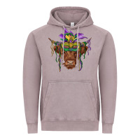Vintage Zinc mardi gras mask highland cow Vintage Hoodie - RanaPortraitStore