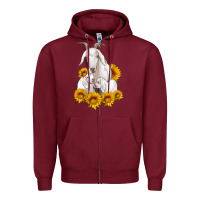 Burgundy goat family with sunflowers Zipper Hoodie - Artiststas
