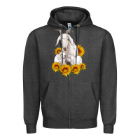 Charcoal Heather goat family with sunflowers Zipper Hoodie - Artiststas