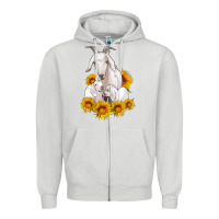 Dove Grey goat family with sunflowers Zipper Hoodie - Artiststas