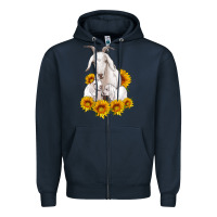 Navy goat family with sunflowers Zipper Hoodie - Artiststas