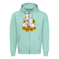 Seafoam goat family with sunflowers Zipper Hoodie - Artiststas