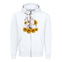 White goat family with sunflowers Zipper Hoodie - Artiststas