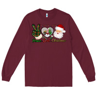 Burgundy peace love christmas Long Sleeve Tee - BundleAndBundleShop