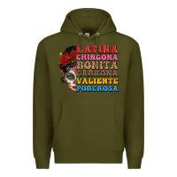Army Green mexican sugar skull latina chingona bonita Premium Hoodie - LillyAllenDesigns