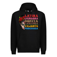 Black mexican sugar skull latina chingona bonita Premium Hoodie - LillyAllenDesigns