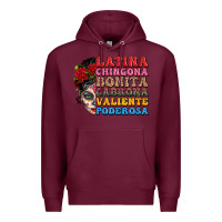 Burgundy mexican sugar skull latina chingona bonita Premium Hoodie - LillyAllenDesigns