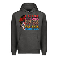 Charcoal Heather mexican sugar skull latina chingona bonita Premium Hoodie - LillyAllenDesigns