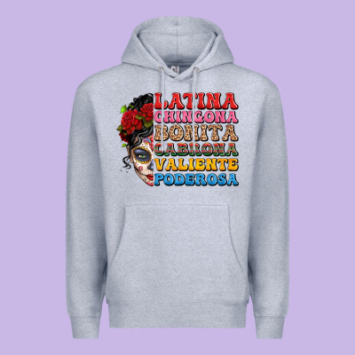 Mexican Sugar Skull Latina Chingona Bonita Premium Hoodie Designed By Lillyallendesigns