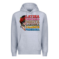 Heather Grey mexican sugar skull latina chingona bonita Premium Hoodie - LillyAllenDesigns