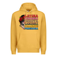 Mustard mexican sugar skull latina chingona bonita Premium Hoodie - LillyAllenDesigns