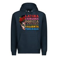 Navy mexican sugar skull latina chingona bonita Premium Hoodie - LillyAllenDesigns