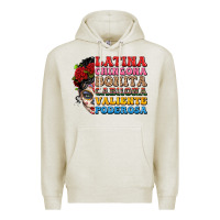 Oatmeal Heather mexican sugar skull latina chingona bonita Premium Hoodie - LillyAllenDesigns