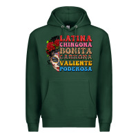 Sports Green mexican sugar skull latina chingona bonita Premium Hoodie - LillyAllenDesigns