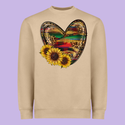 Western Sunflowers Heart Heavyweight Sweatshirt Designed By Ranaportraitstore