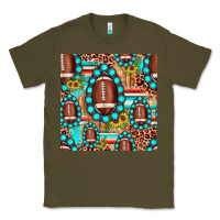 Army Green football leopard turquoise gemstone sunflower seamless pattern Classic Tee - JahusDesignShop