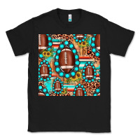 Black football leopard turquoise gemstone sunflower seamless pattern Classic Tee - JahusDesignShop