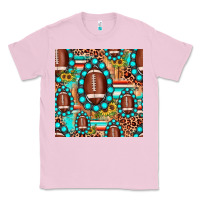 Bubblegum Pink football leopard turquoise gemstone sunflower seamless pattern Classic Tee - JahusDesignShop
