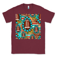 Burgundy football leopard turquoise gemstone sunflower seamless pattern Classic Tee - JahusDesignShop