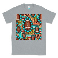 Heather Grey football leopard turquoise gemstone sunflower seamless pattern Classic Tee - JahusDesignShop