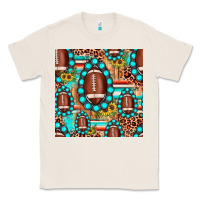 Natural football leopard turquoise gemstone sunflower seamless pattern Classic Tee - JahusDesignShop