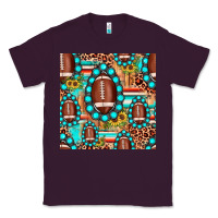 Plum football leopard turquoise gemstone sunflower seamless pattern Classic Tee - JahusDesignShop