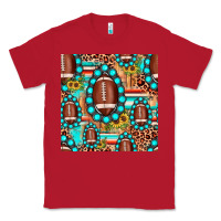 Red football leopard turquoise gemstone sunflower seamless pattern Classic Tee - JahusDesignShop