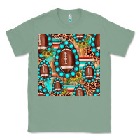 Sage football leopard turquoise gemstone sunflower seamless pattern Classic Tee - JahusDesignShop