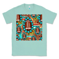 Seafoam football leopard turquoise gemstone sunflower seamless pattern Classic Tee - JahusDesignShop