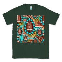 Sports Green football leopard turquoise gemstone sunflower seamless pattern Classic Tee - JahusDesignShop