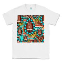 White football leopard turquoise gemstone sunflower seamless pattern Classic Tee - JahusDesignShop