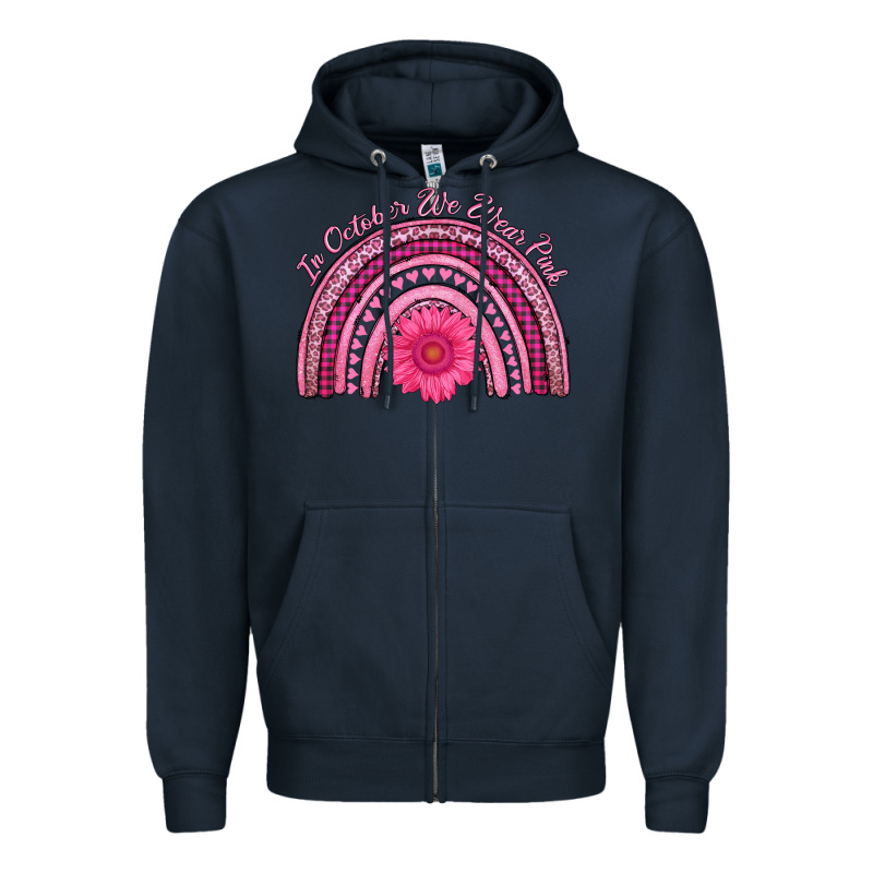 In October We Wear Pink Rainbow Zipper Hoodie by AdoDesignShop | Teevron