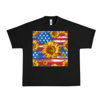 Black sunflowers american flag seamless pattern Urban Heavy Tee - HRA Design Shop