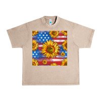 French Oak sunflowers american flag seamless pattern Urban Heavy Tee - HRA Design Shop