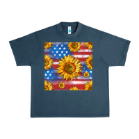 Midnight Navy sunflowers american flag seamless pattern Urban Heavy Tee - HRA Design Shop