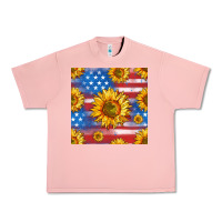 Salmon sunflowers american flag seamless pattern Urban Heavy Tee - HRA Design Shop