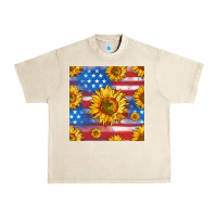 Sandshell sunflowers american flag seamless pattern Urban Heavy Tee - HRA Design Shop