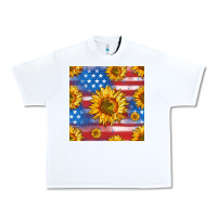 White sunflowers american flag seamless pattern Urban Heavy Tee - HRA Design Shop
