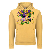 Vintage Mustard mardi gras mask and beads Vintage Hoodie - RanaPortraitStore