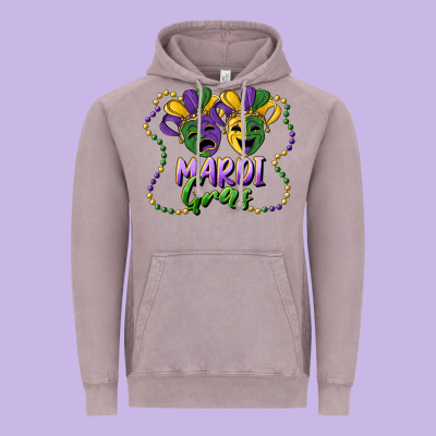 Mardi Gras Mask And Beads Vintage Hoodie Designed By Ranaportraitstore