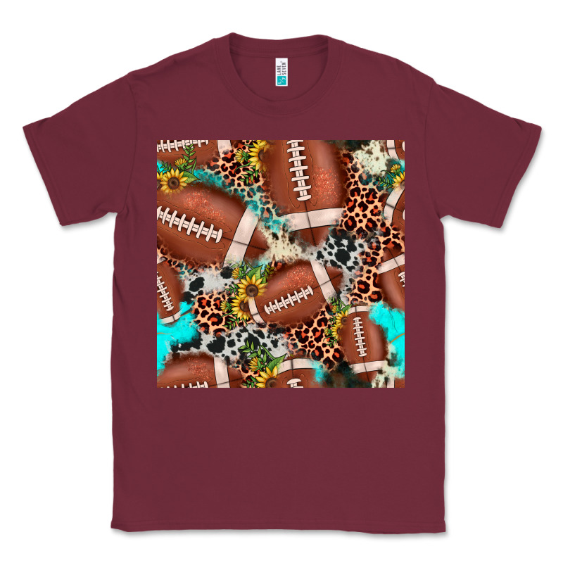 Football Leopard Turquoise Cowhide Sunflower Seamless Pattern Classic Tee by JahusDesignShop | Teevron